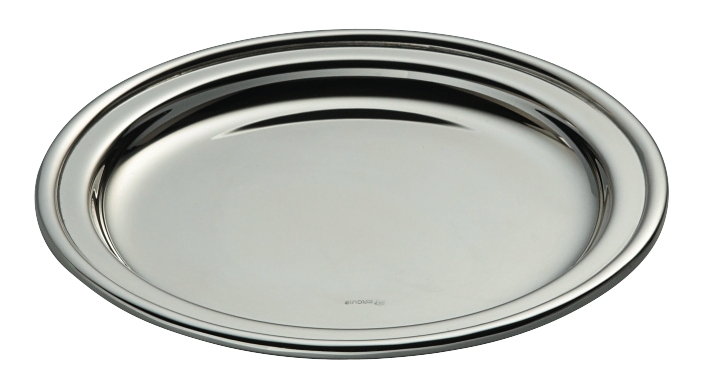 Bottle coaster with applied border in silver plated - Ercuis